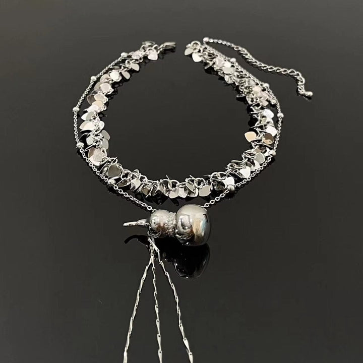 Gourd pendant glitter metal chain 2 pcs choker necklace  | Festival Outfits Women