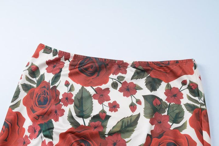 V neck backless flower print cami maxi skirt set  | Festival Outfits Women