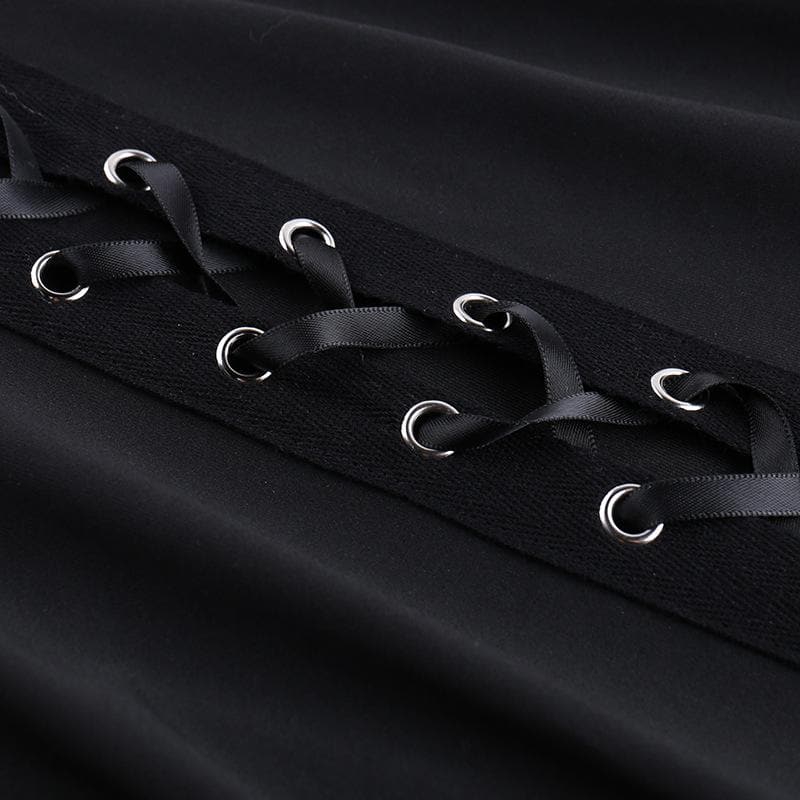 Lace up hollow out ribbon high rise pant  | Festival Outfits Women