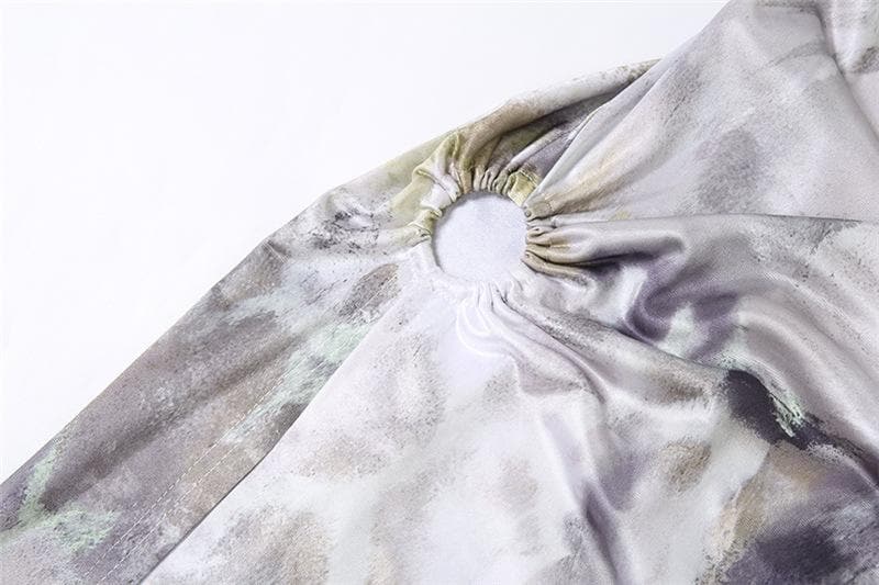 Cowl neck cross back o ring high slit print maxi dress  | Festival Outfits Women