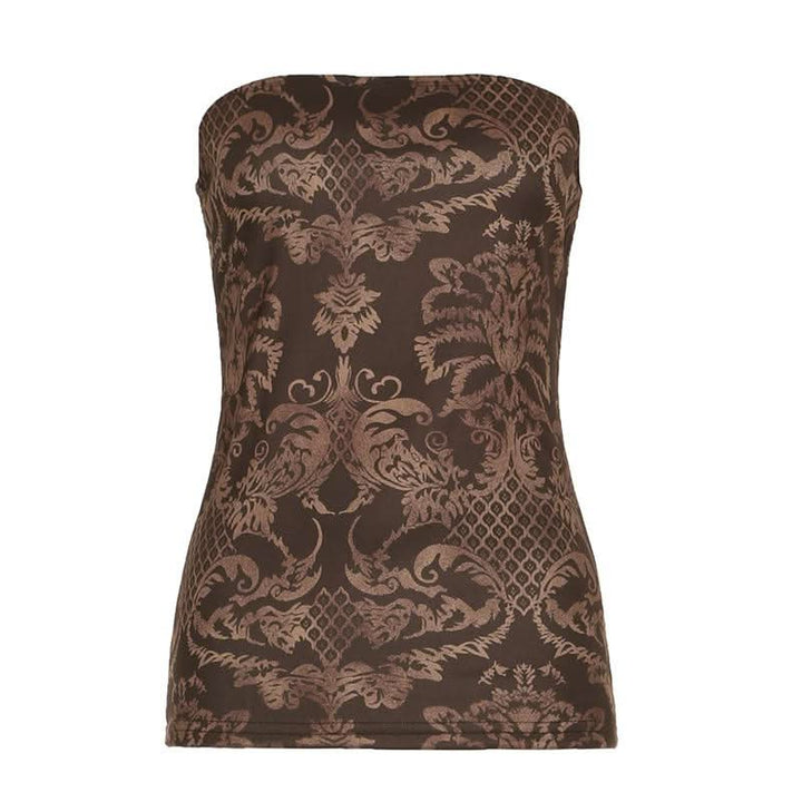 Print contrast backless tube top  | Festival Outfits Women