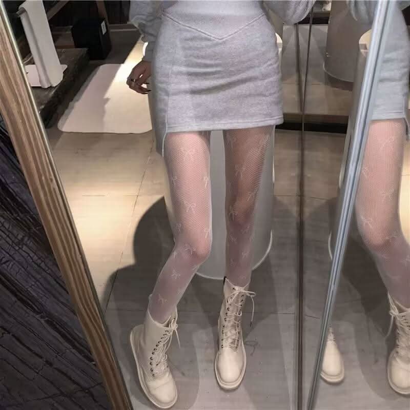 Bowknot pattern fishnet tights  | Festival Outfits Women