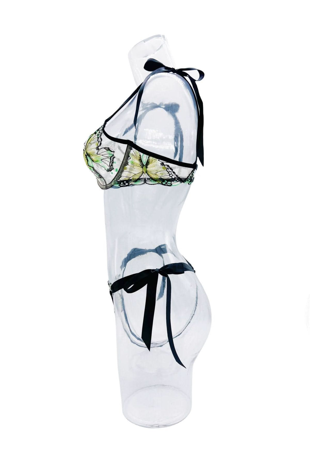 Sweetheart neck butterfly embroidery lingerie set  | Festival Outfits Women
