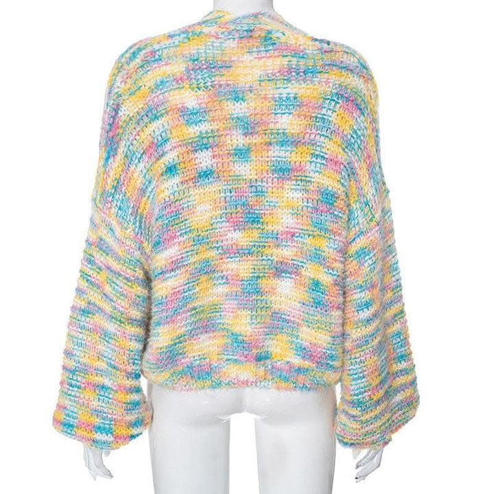Knitted long sleeve contrast coat top-final-sale  | Festival Outfits Women