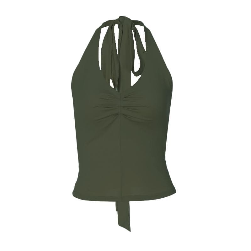 Halter ruched knotted solid top  | Festival Outfits Women