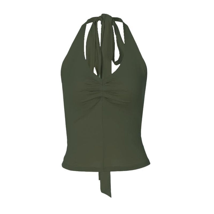 Halter ruched knotted solid top  | Festival Outfits Women