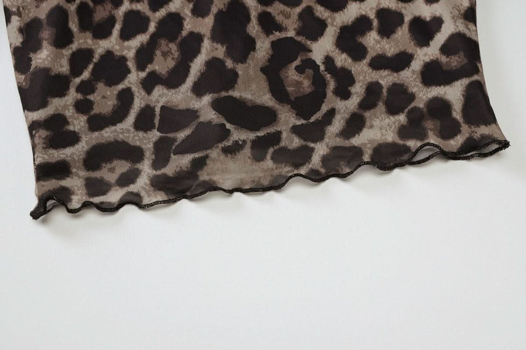 Long sleeve off shoulder leopard print ruffle top  | Festival Outfits Women  | Cheetah Print Top
