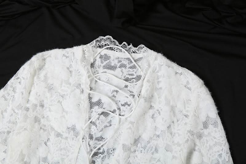 Long sleeve lace cross front slit maxi dress  | Festival Outfits Women