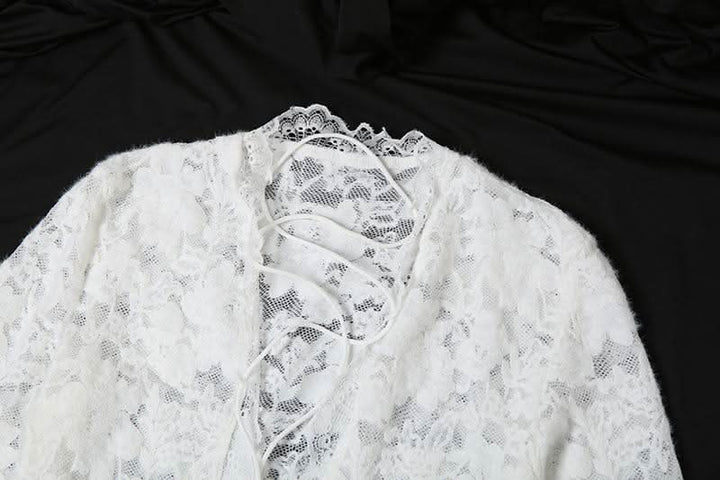 Long sleeve lace cross front slit maxi dress  | Festival Outfits Women