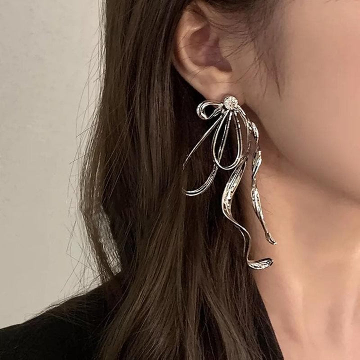 Rhinestone solid bowknot stud earrings  | Festival Outfits Women