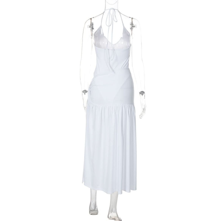 Halter v neck knotted slit maxi skirt set  | Festival Outfits Women