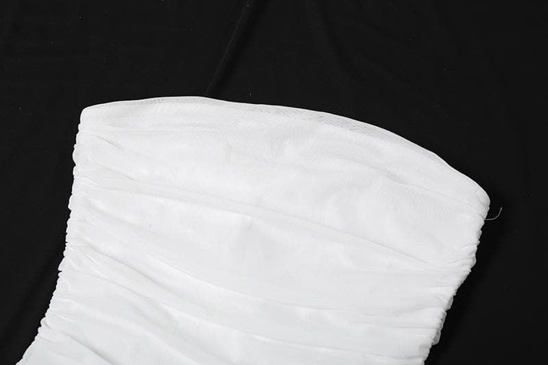 Ruffle mesh ruched irregular solid tube top  | Festival Outfits Women