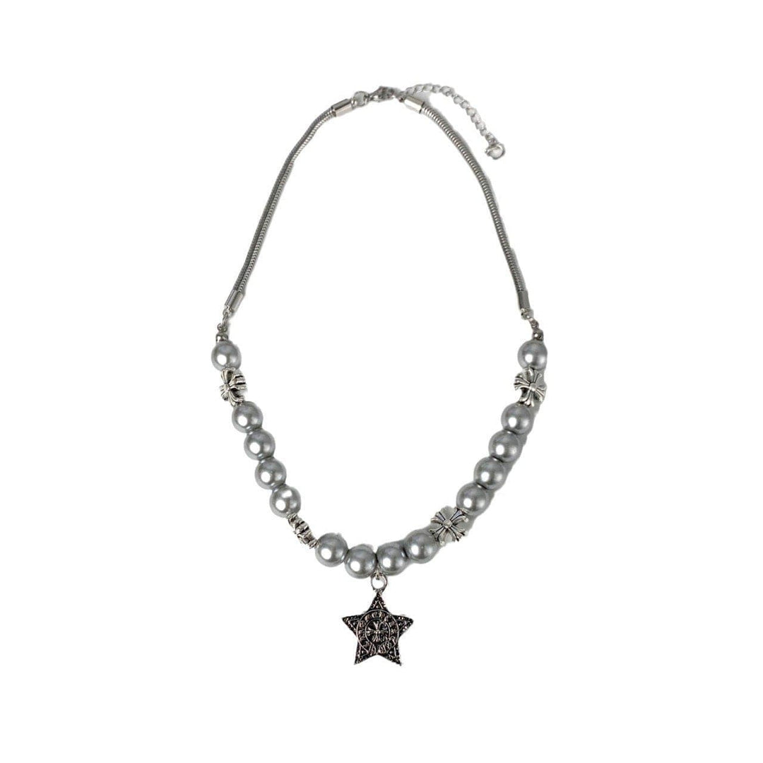 Star pendant faux pearl choker necklace  | Festival Outfits Women