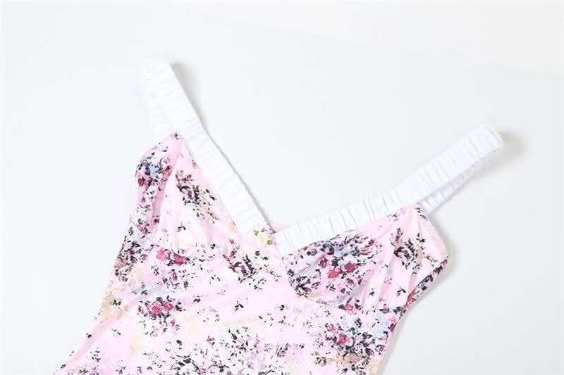 Ruched flower print contrast sleeveless v neck maxi dress-final-sale  | Festival Outfits Women