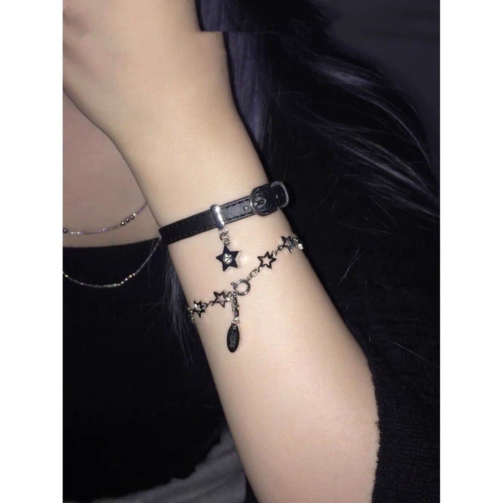 PU leather adjustable star decor bracelet  | Festival Outfits Women