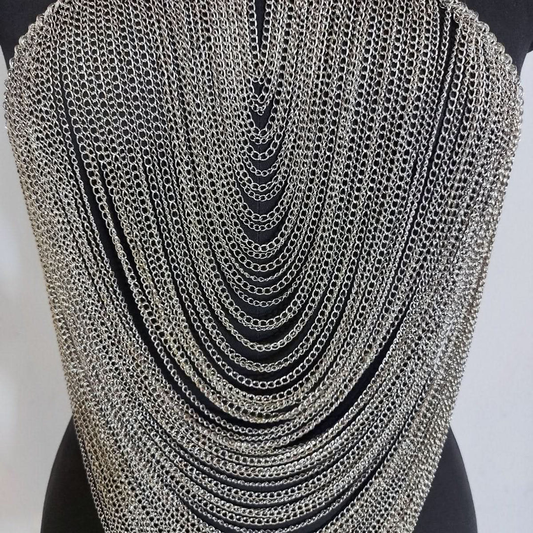 Halter o ring hollow out metal chain cut out top  | Festival Outfits Women