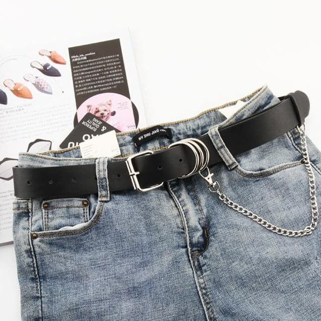 Buckle metal chain PU leather belt  | Festival Outfits Women