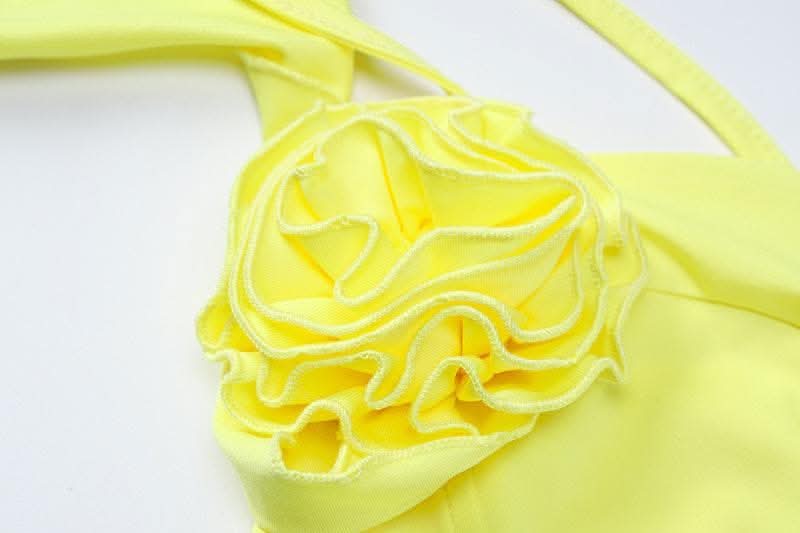 Flower applique solid ruffle ribbon cami mini skirt set-final-sale  | Festival Outfits Women