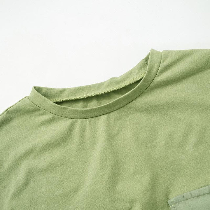 Rigar aljihu mai gajeren hannu ta crewneck | Kayan Biki na Mata