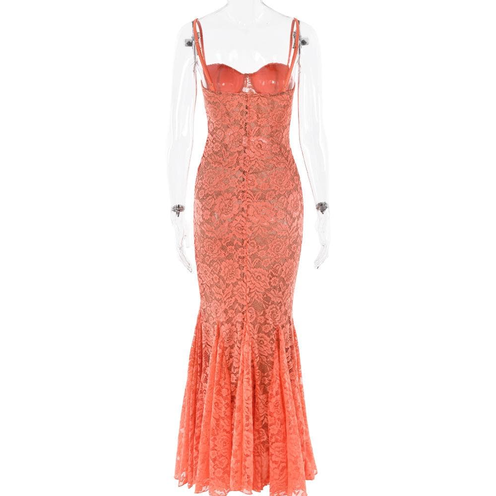 Sweetheart neck lace bustier cami maxi dress  | Festival Outfits Women