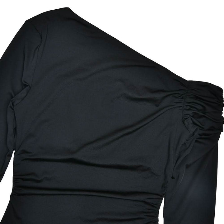 One shoulder long sleeve solid bodysuit  | Festival Outfits Women