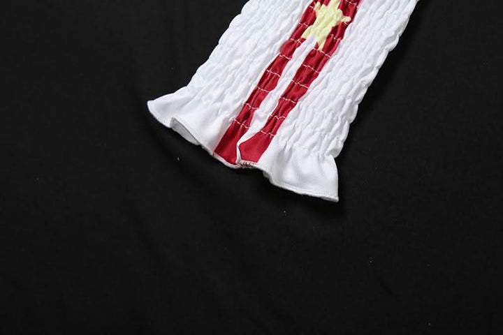 Halter gloves smocked ruffle letter print tube top-final-sale