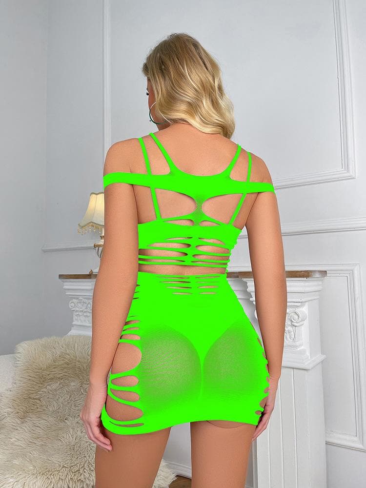 Off shoulder hollow out strappy cami cut out mini dress  | Festival Outfits Women
