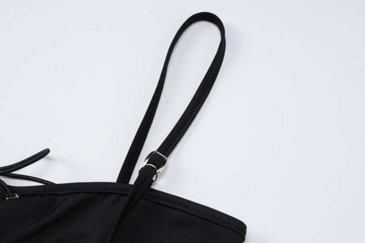 Lace up hollow out backless cami cut out mini dress  | Festival Outfits Women