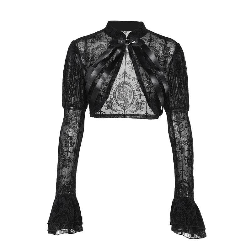 Long flared puff sleeve button shrug top  | Festival Outfits Women
