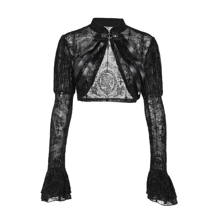 Long flared puff sleeve button shrug top  | Festival Outfits Women