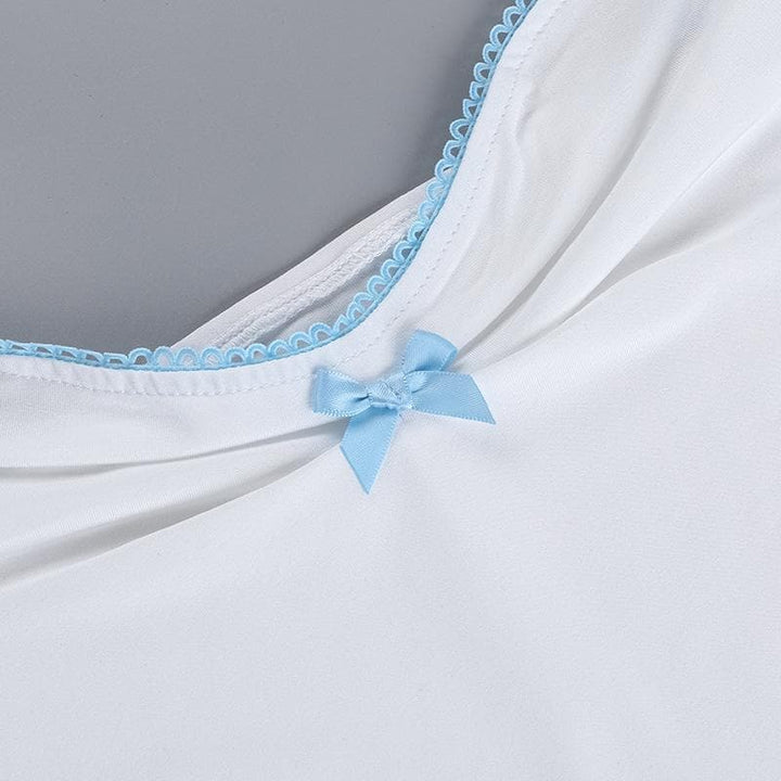 Ruched bowknot lace hem cami top | Kayan Biki na Mata