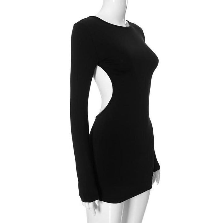 Long sleeve crewneck backless mini dress  | Festival Outfits Women