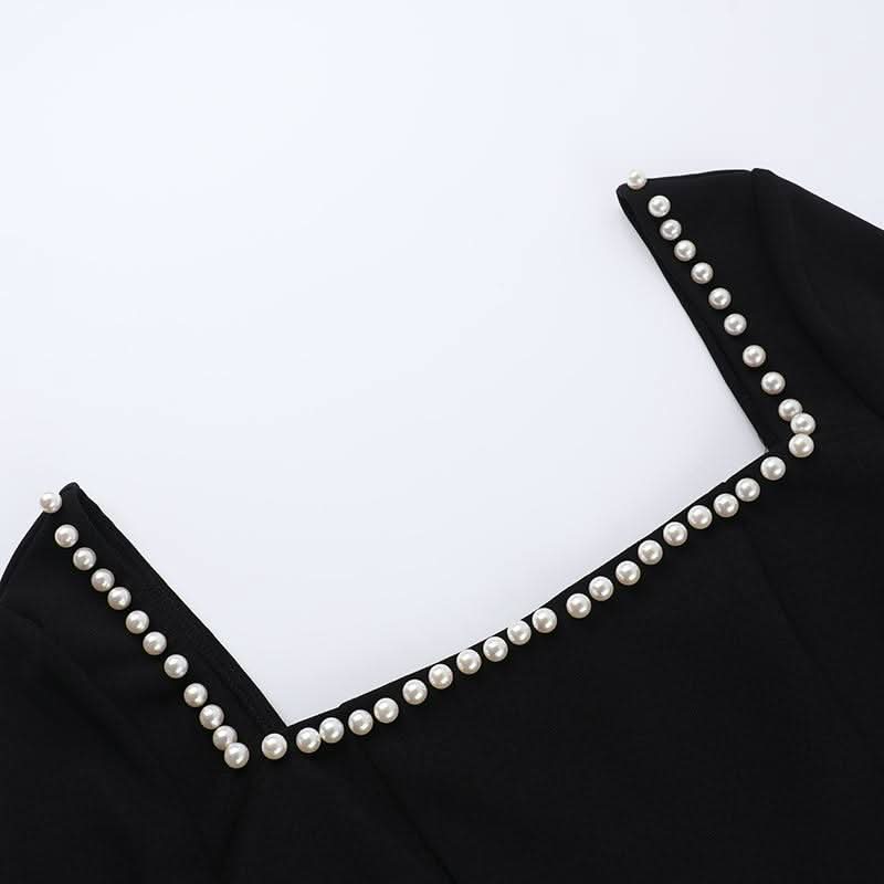 Square neck long sleeve beaded mini dress  | Festival Outfits Women