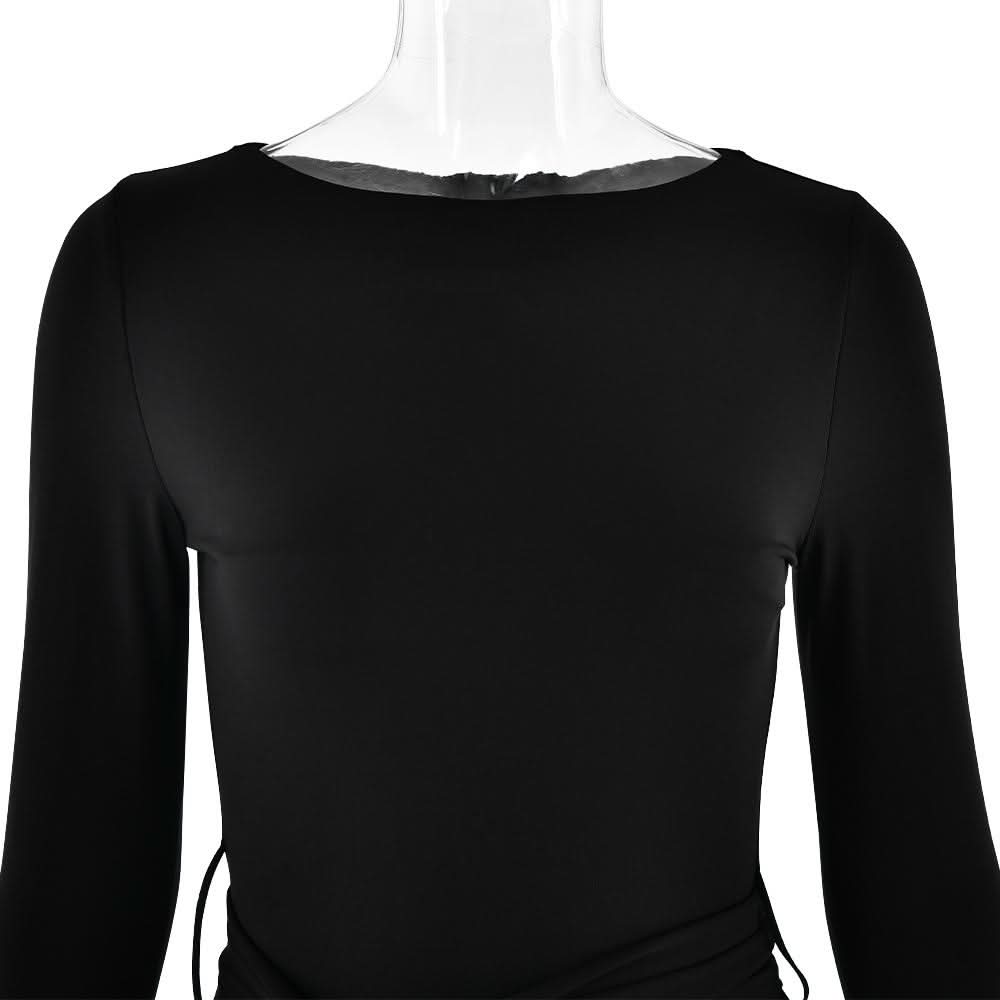 Long sleeve bowknot ruched knotted mini dress  | Festival Outfits Women