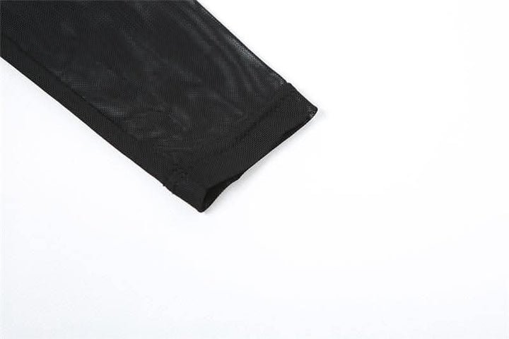 Long sleeve halter mesh patchwork solid mini dress-final-sale  | Festival Outfits Women