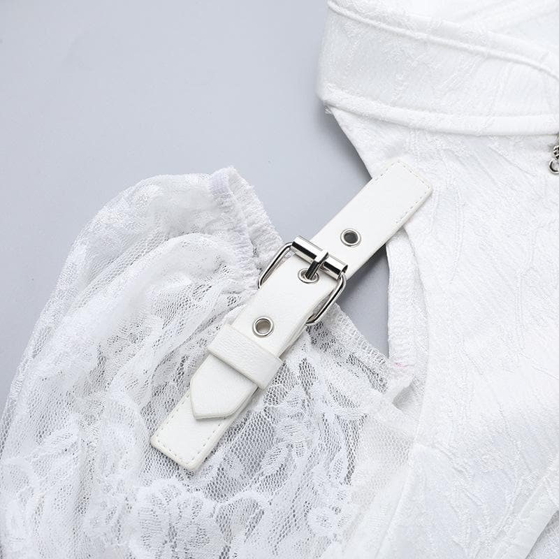 Long flared sleeve lace buckle shrug top  | Festival Outfits Women