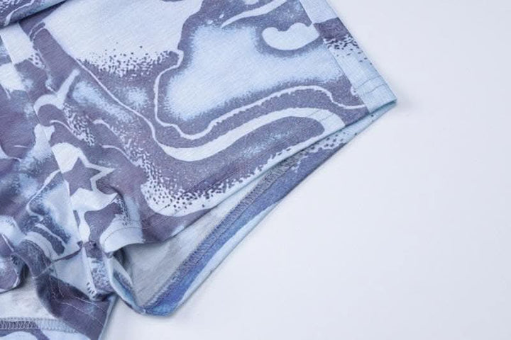 Abstract print backless contrast tube pant set-final-sale