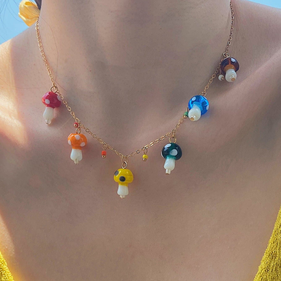 Mushrooms decor pendant choker necklace  | Festival Outfits Women