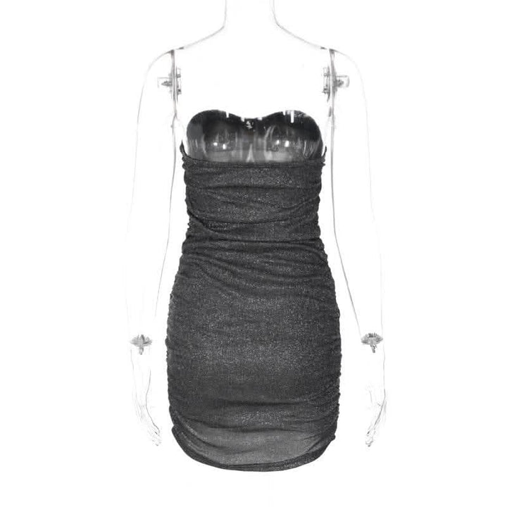 Textured solid ruched backless tube mini dress-final-sale  | Festival Outfits Women