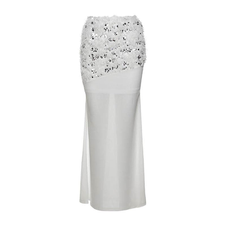 Glitter mesh patchwork fluffy maxi skirt  | Festival Outfits Women