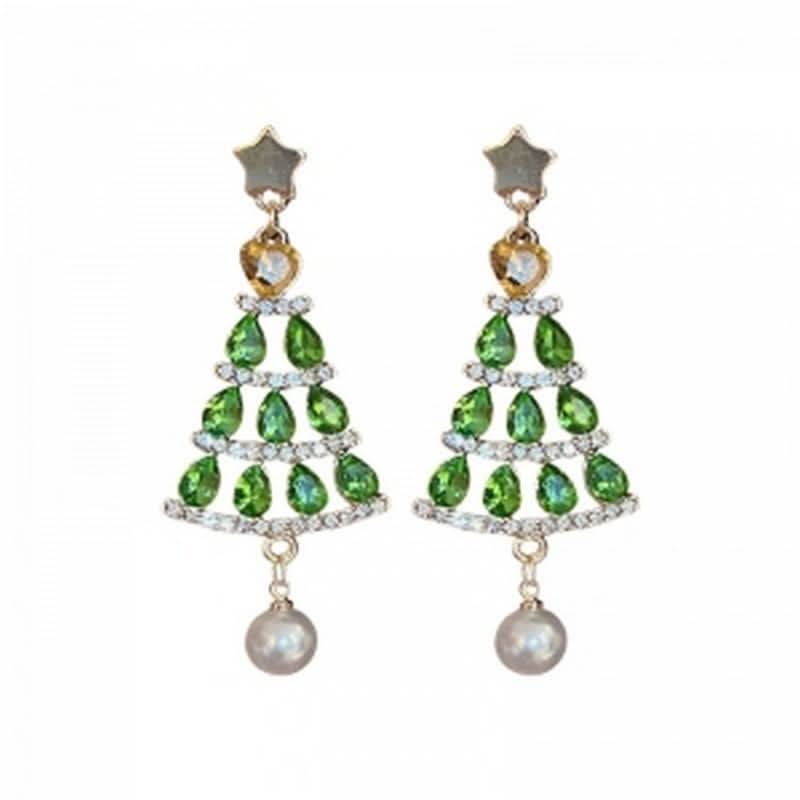 Faux pearl pendant christmas tree decor drop earrings  | Festival Outfits Women