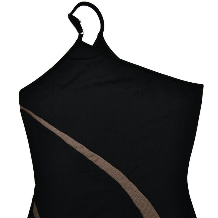 One shoulder irregular contrast cami maxi dress-final-sale  | Festival Outfits Women