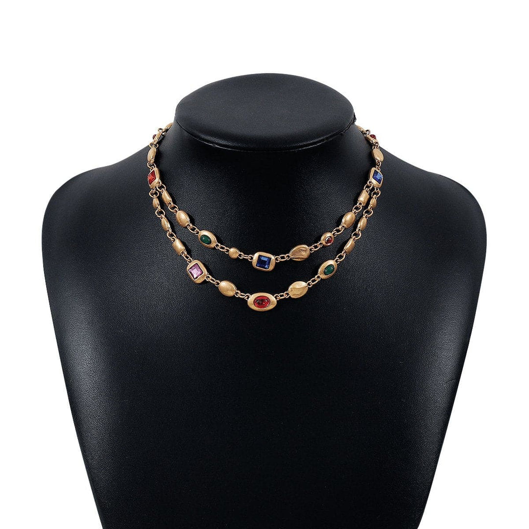 Multicolor rhinestone layered choker necklace  | Festival Outfits Women