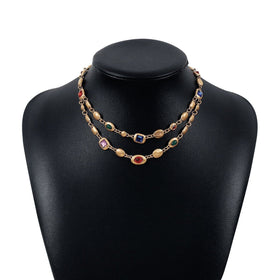 Multicolor rhinestone layered choker necklace  | Festival Outfits Women