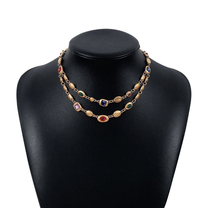 Multicolor rhinestone layered choker necklace  | Festival Outfits Women
