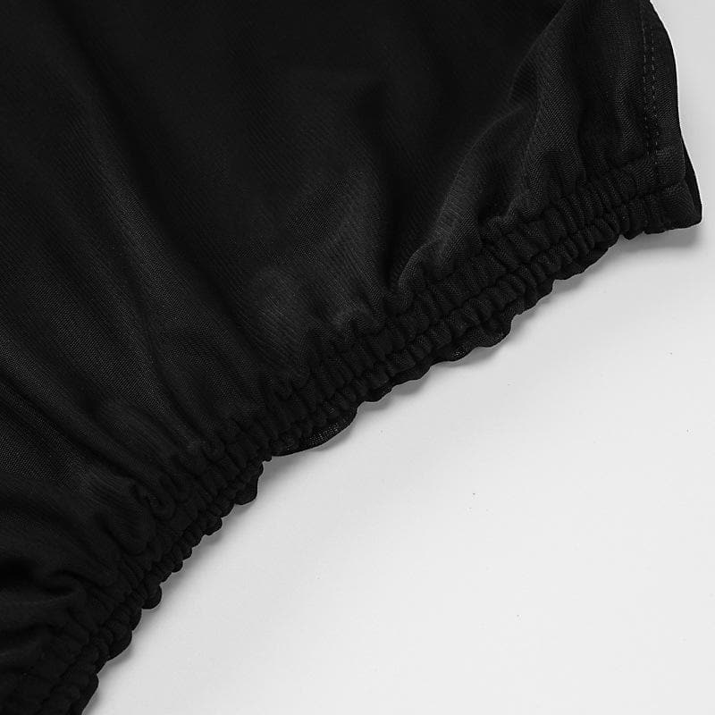 Drawstring ruched mesh irregular tube mini dress  | Festival Outfits Women