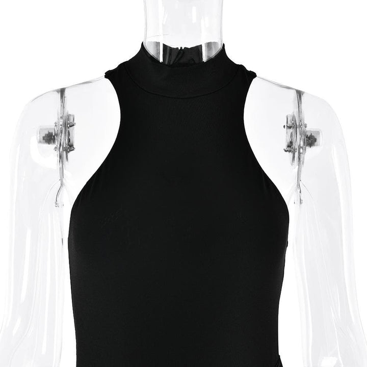 Crewneck ruched solid hollow out tank cut out maxi dress  | Festival Outfits Women