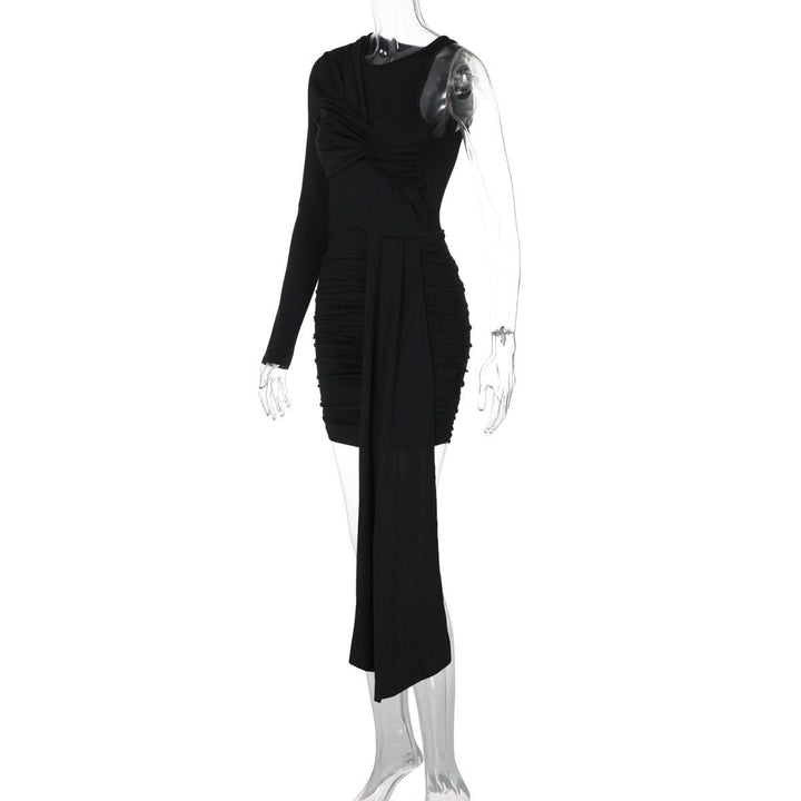 One shoulder long sleeve ruched mini dress  | Festival Outfits Women