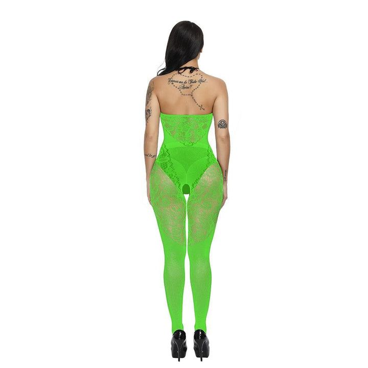 Halter patchwork lace backless bodystocking  | Festival Outfits Women