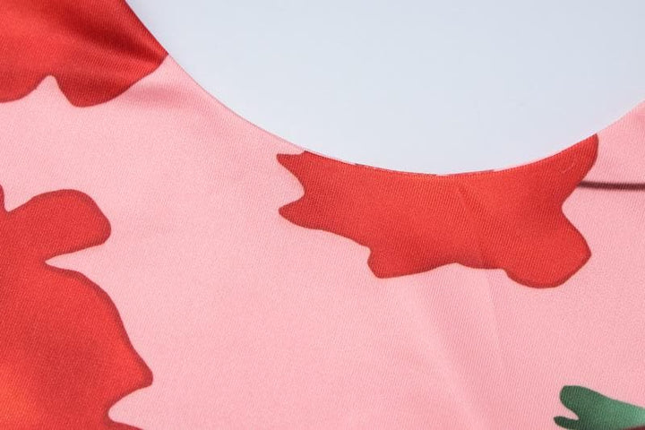 Rigar midi mai kama da ta cami mai kama da ta u wacce aka buga da wuyan fure | Kayan bikin mata